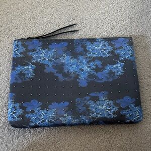 NWOT Floral Blue and Black Clutch